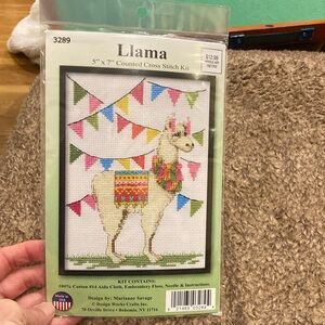 Llama Counted Cross Stitch Kit - Colorful Bunting Design